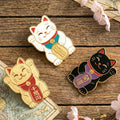 Lucky Cat Metal Enamel Pin Gold Plated Fake Enamel Fortune-Blessing Creative Brooch Custom Logo Available
