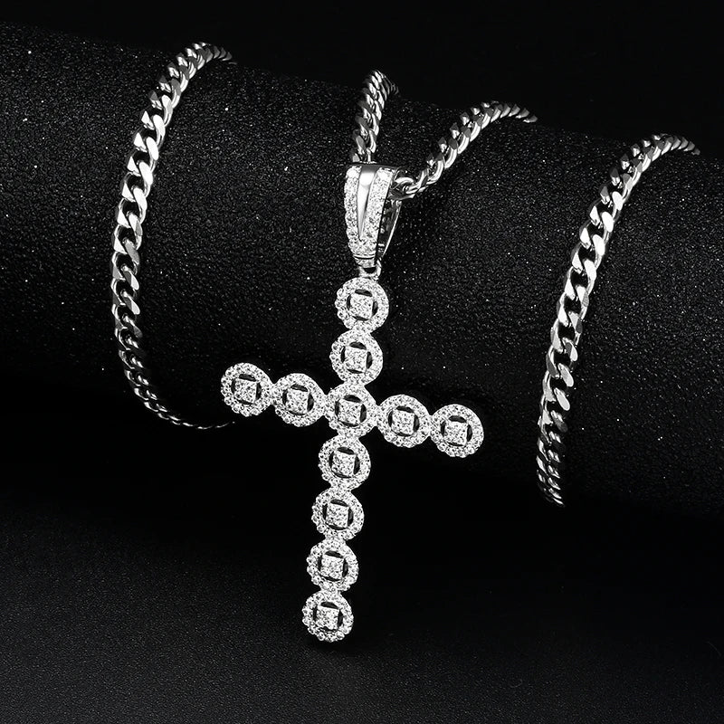 Wholesale Popular Design Charms Gold Plated Brass AAAAA CZ Diamond Iced Out Cross Pendant Hip Hop Jewelry for Men
