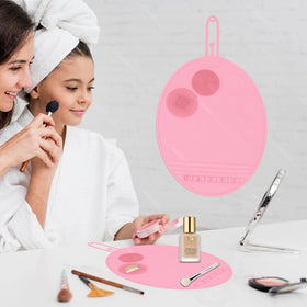Portable Travel Silicone Desktop Makeup Tool Mat Multifunctional Makeup Brush Cleaner Liquide Foundation Mixing Palette