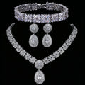 2022 Luxury Fine White Zircon Clover Bling Bridesmaid Wedding Jewelry Sets for Women Cubic Zirconia Vintage Necklace Engagement