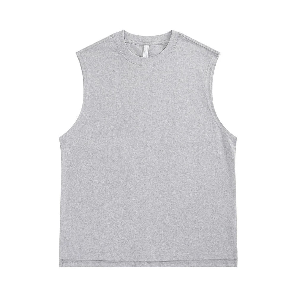 Rightdo Premium Quality 100% Cotton Oversized 240GSM Combed High Street Sleeveless T Shirts Sports Tanktop New Plus Size Print