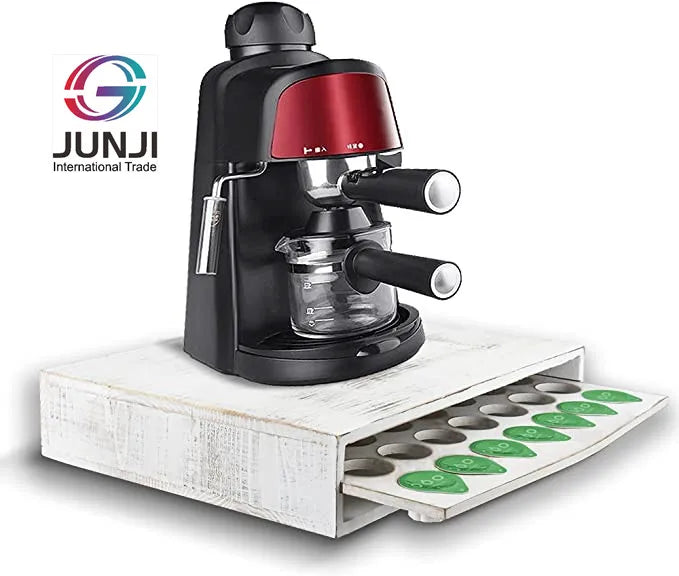 JUNJI  Farmhouse Coffee Pod Drawer Holder for 35 Capacity Capsule Pods Storage Organizer for K Cup