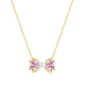 Fashion Jewelry Necklace 925 Sterling Silver Bow Pearl Necklace Bowknot pink Heart Zircon Gold Plated Necklace Women