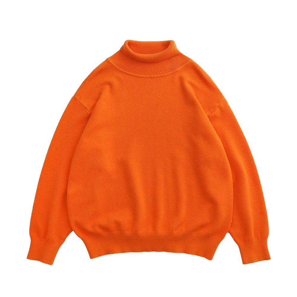 Custom OEM & ODM Long Sleeve Knitted Men Sweater Pullover Knitwear Turtleneck Winter Plus Size Kint Oversized Men Sweater