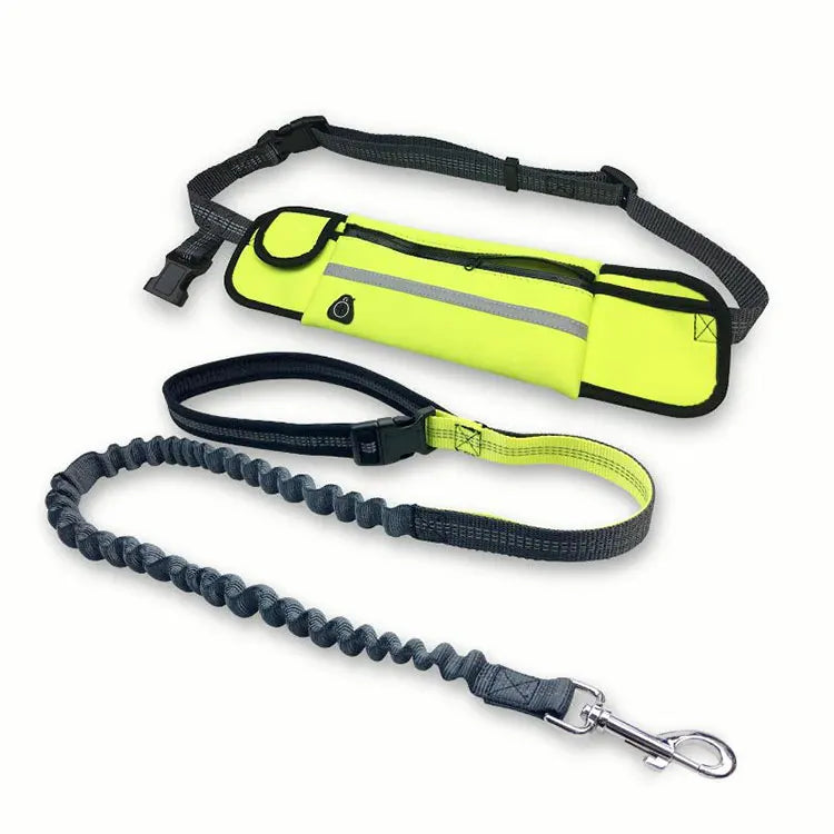 Upgrade Hands Free Dog Leash for Running Walking Training Hiking Dual-Handle Reflective Bungee Dog Waist Bag