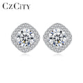 CZCITY Fancy Jewelry Luxury Woman Moissanite Gra VVS S925 Earing Trendy Square Shaped for Lady Diamond Stud Earring