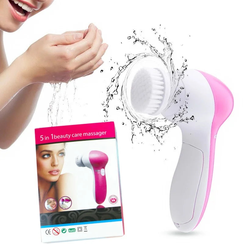 5 in 1 Facial Brush Electric Facial Massage Machine Skin Beauty Makeup Cleanser Remover Device Face Wash Brush