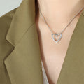 Delicate Stainless Steel Necklace Jewelry Hollow Heart Charm Necklace Women