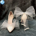 Tender Silk Mesh Fabric Bowknot Removable Shoe Clip for Ladies Wedding Shoes High Heels Upper Back Decoration Accessories