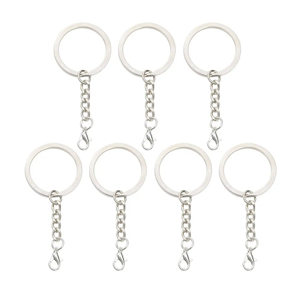 PD195-196 25/30mm Key Ring with White Lobster Clasp and Jump Ring Environmentally Friendly Electroplating Metal Accessories