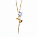 Good Quality Stainless Steel Casting Jewelry Lifelike Design Rose Flower Necklace