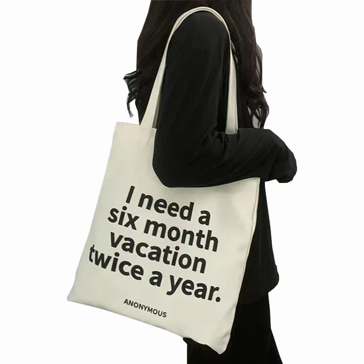 Wholesale Large Capacity Eco-Friendly Shoulder Tote Bag Customizable Printed Logo Striped Contrasting Canvas for Traveling