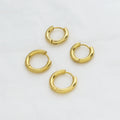 Womens 18K Real Gold Plating Surgical Stainless Steel Shiny Polished Round Huggie Hoop Earrings Jewelry