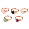 Women Natural Stone Pure Hand-woven Diy Crystal Beads Creative Personality Birthstone Ring