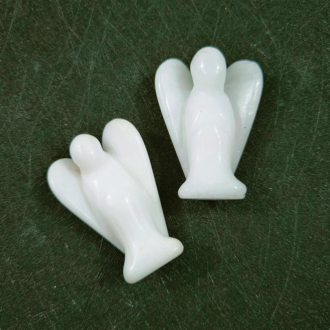 Huiying Gemstone Carved Angel Natural Crystal 2 Inch White Jade Animal Carvings Crafts