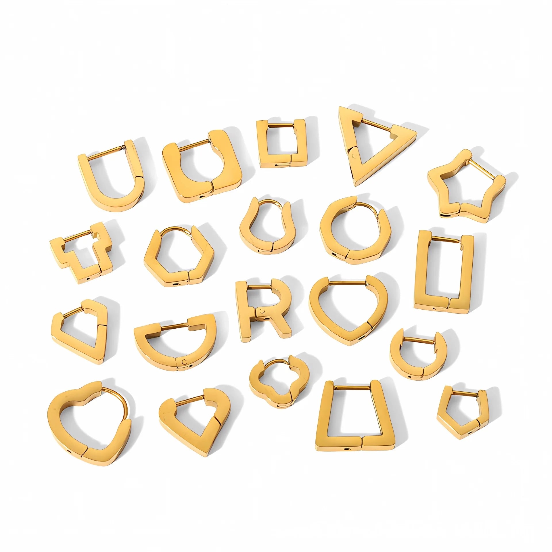 Fashion Plane Cut Geometric Shape Titanium Steel Hoop Earrings Waterproof Stainless Steel Plated 18k Gold Earrings Jewelry