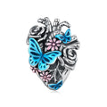 925 Sterling Silver Vintage Heart Butterfly Charm Flower Beads Fit Bracelet Women Fashion Jewelry Accessory DIY SCC2350