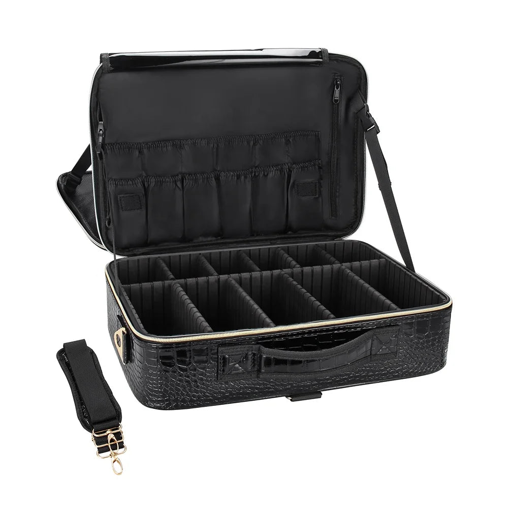 Relavel Waterproof Makeup Artist Storage Box Travel Cosmetic Organizer Brush Holder Hard  Portable Large Makeup Case
