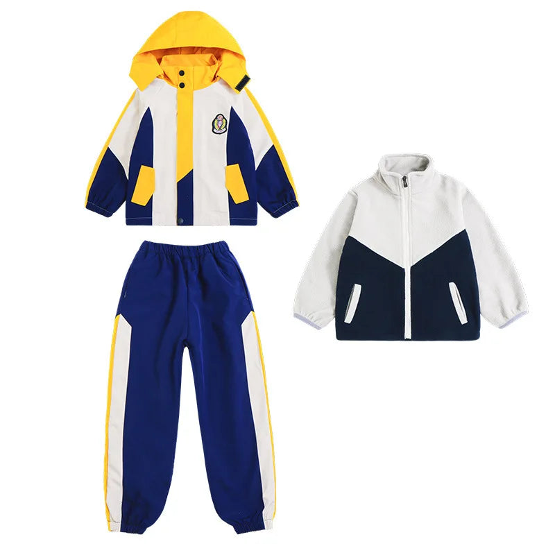 Custom Logo School Wear Windbreaker Set Waterproof and Windproof Winter Uniform for Boys and Girls Customized for Children