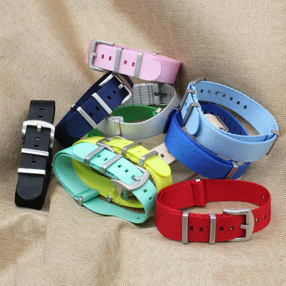 New Recycled Material From Plastic Bottles Sport Polyester Nylon Seatbelt Watch Straps Colorful with Different Styles