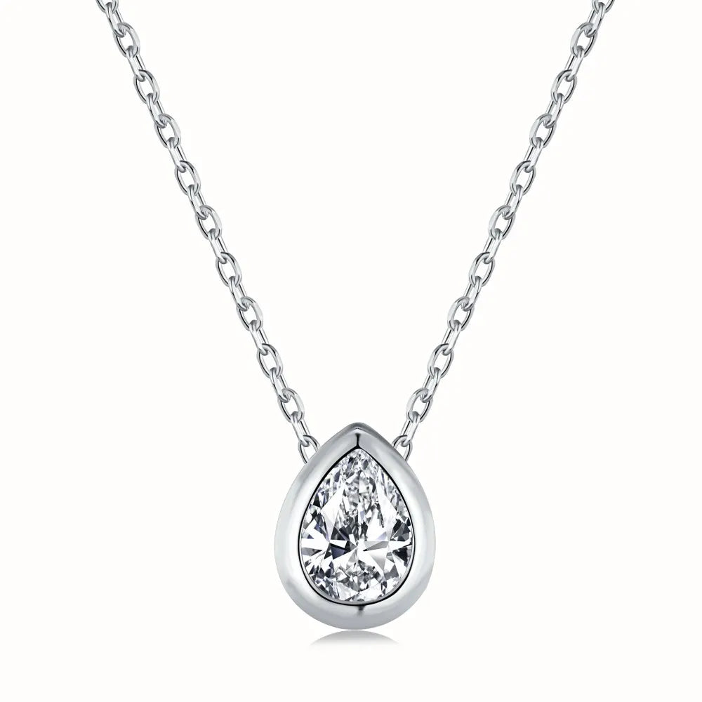 S925 Sterling Silver Droplet Shape Zircon Light Luxury Japanese and Korean Simplicity Chain for Women Necklaces With Names