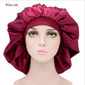 Hot Selling Women's Large Size Satin Bonnet Solid Polyester Sleep Hat Curly Hair 26cm Sweet Night Sleep Promotion Soft High