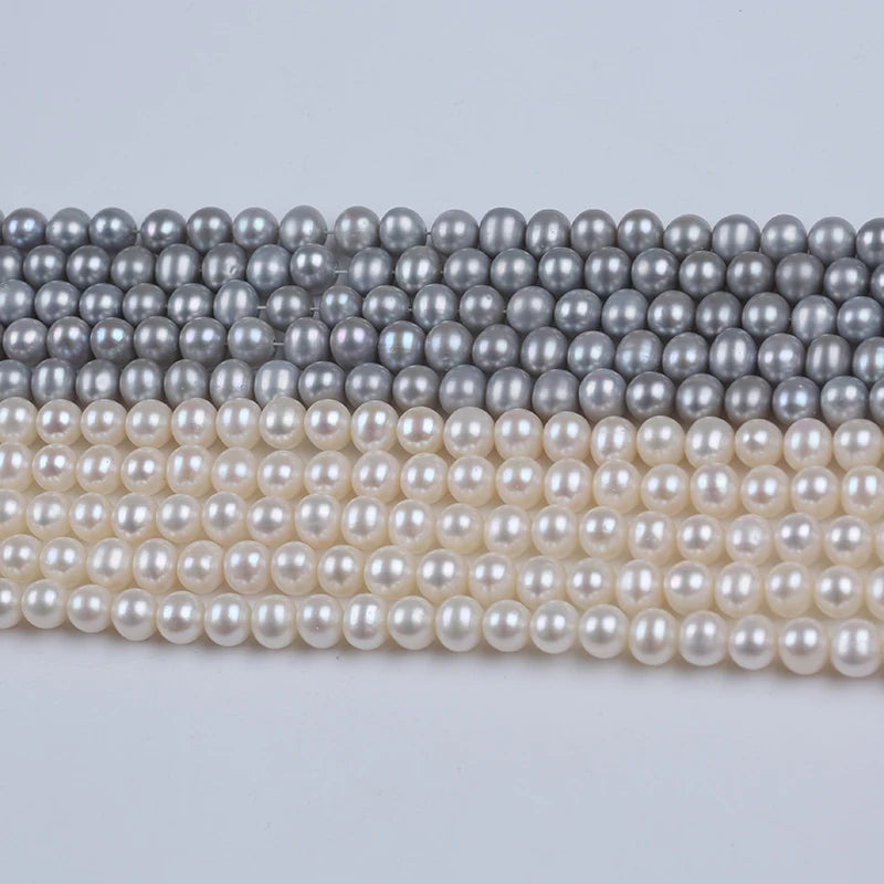 Wholesale 6-7mm Natural White Grey Round Pearl Stand for Real Pearl Necklace