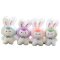 Fluffy 12cm Mini Cartoon Fur Rabbit Charm Keychain Cute Stuffed Gift Pendant Doll Pink Plush Soft Toy Couple Key Chain