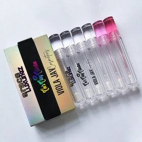 Cylinder Empty Transparent Lipstick Container FULL Clear 5ml 7ml Pink Lipgloss Tubes Custom Logo With Applicator Box