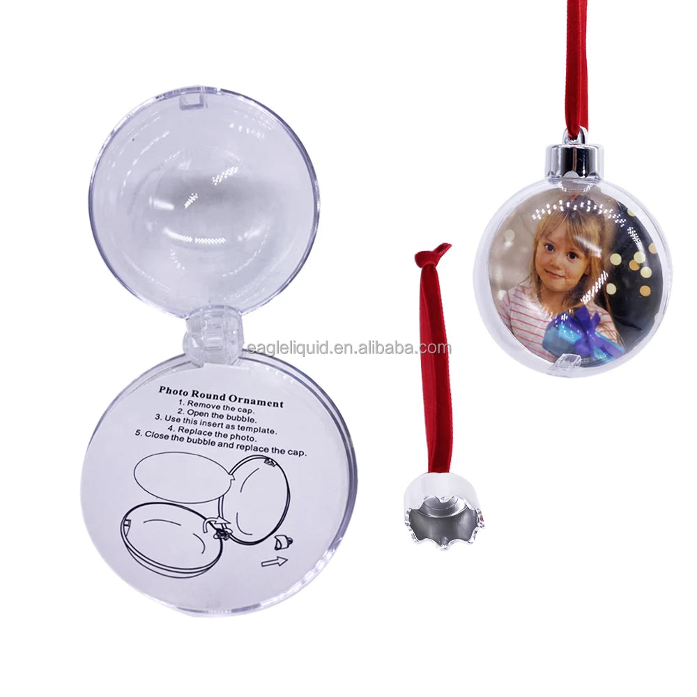 Decorative Round Shape Balls Wholesale Picture Photo Frame Plastic Christmas Baubles