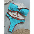 Wholesale Tube Top Blue Bikini Customized LOGO Swimsuit Sexy Bareback Brazilian Swimsuit