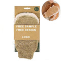 Custom Logo Natural Hemp Jute Exfoliating Gloves Eco Friendly Bathing Deep Skin Body Shower Scrub Exfoliating Mitt Gloves