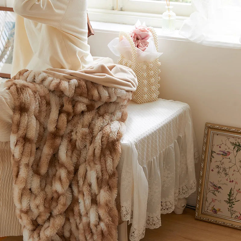 Luxury Thickened Sherpa Fleece Blanket Faux Fur King Queen Throw Bed Blanket for Winter Bed Chair Sofa Cover