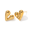 New Design Hollow Irregular Heart Stud Earrings for Women Stainless Steel Jewelry Waterproof 18K Gold Plated Heart Earrings