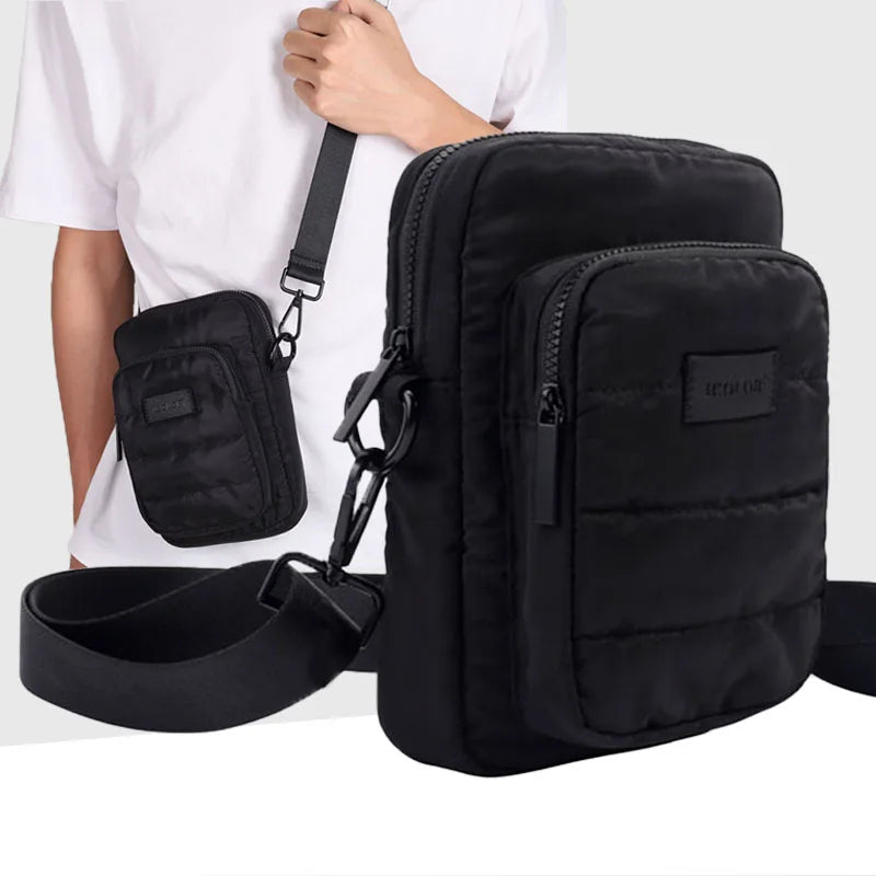 Custom Designer Men Dog Walking With Logo Smell Proof Waterproof Black Fashion Small Messenger Side Crossbody Shoulder Bags