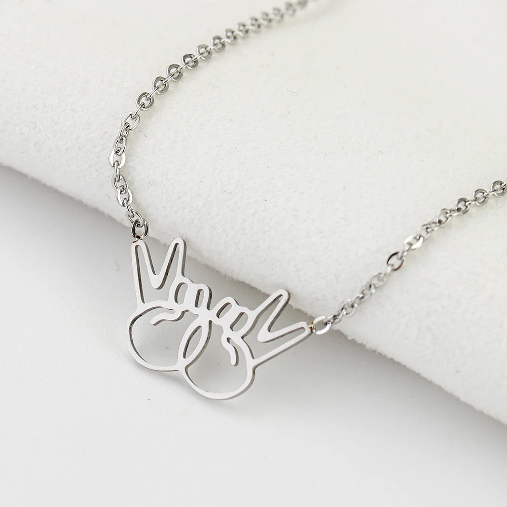 Victory Custom Unisex Stainless Steel Rhodium Necklace Stylish Trendy Pendant Chains for Weddings Fashion Pendant Cartoon