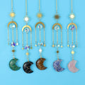 Hanging Natural Healing Gemstone Crystal Moon Star Suncatcher Sun Catcher for Home Window Decoration