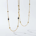 Fashion Minimalist Jewelry 925 Sterling Silver Natural Pearls and Black Crystal with Beads Gold Plated Necklaces Women