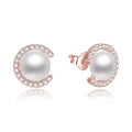 925 Sterling Silver Aaa Cubic Zirconia Freshwater Pearl Handmade Earrings for Women