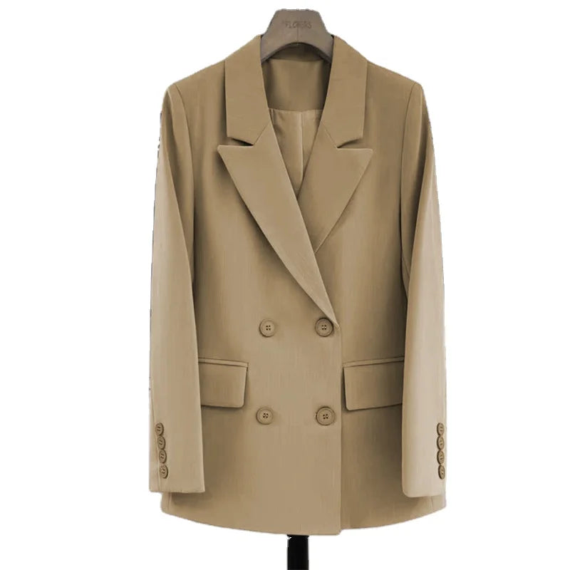 S-3XL  Versatile Suit Jacket New Design Style Solid Color Top Temperament Double Breasted Casual Small Suit