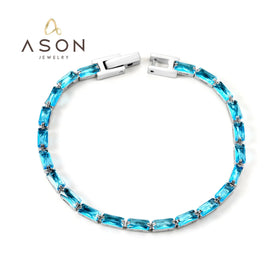 Ason Fashion Stainless Steel 18k Gold Plated Zircon Tennis Bracelets Jewelry Designer Bracelet Women Charms for Bracelet Making