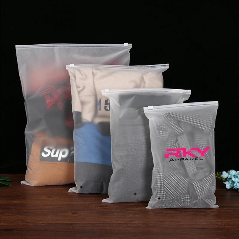 Biodegradable Frosted Zipper Bag Custom Logo Eco-Friendly Recycled for T-Shirt Swimwear Clothing Packaging
