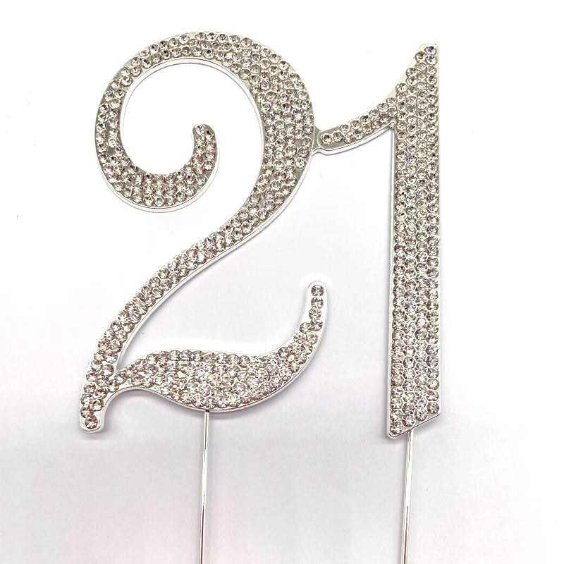 Bling Crystal 21 Birthday Cake Topper - Best Keepsake | 21st Party Decorations Silver