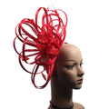 Factory Wholesale Royal Women's Colorful Feather Red Sinamay Fabric Church Bridal Fascinator Hairband for Women