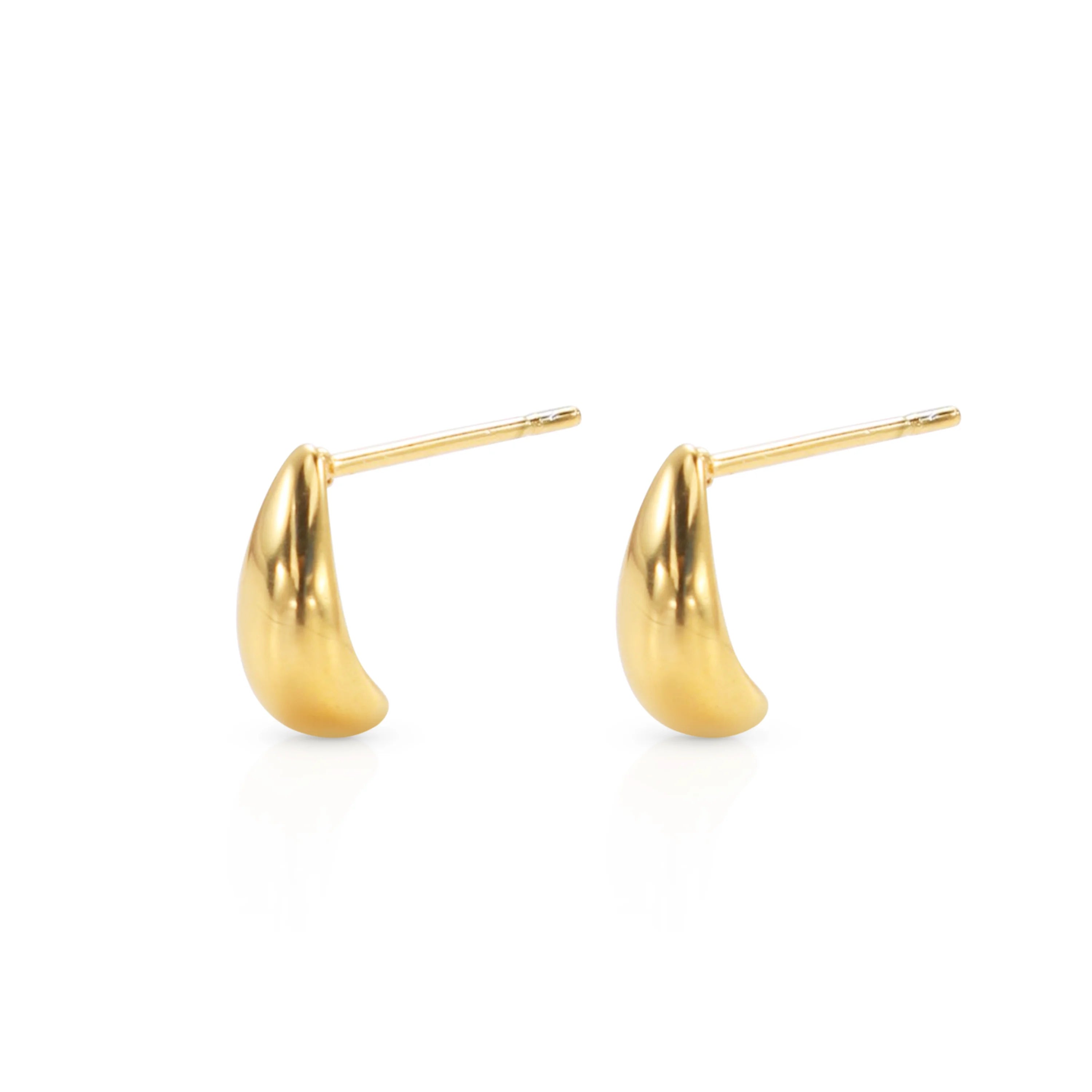 Chris April Waterproof in Stock 316L Stainless Steel PVD Gold Plated Simple Design Mini Waterdrop Stud Earrings