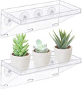 2 Pack Clear Acrylic Window Plant Box 12'' X 5.5'' Strong Suction Cup Window Planter Shelves Removable Flower Pot Holder