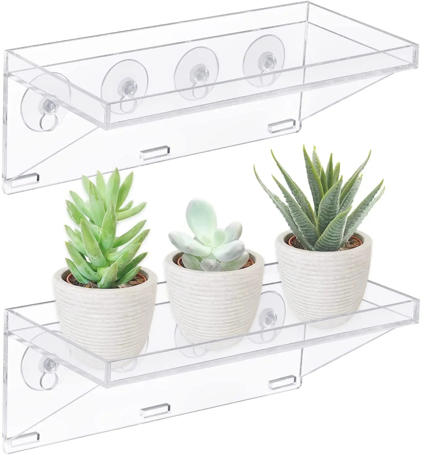 2 Pack Clear Acrylic Window Plant Box 12'' X 5.5'' Strong Suction Cup Window Planter Shelves Removable Flower Pot Holder