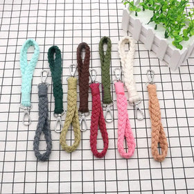 Boho Tassel Handcrafted Braided Boho Bag Charms Weave Mini Wristlet Macrame Lanyard Key Chains Holder Macrame Wrist Car Keychain