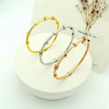 Crystal Diamond Inlaid Cuff Bracelet PVD Stainless Steel Rhinestone Bangle for Women