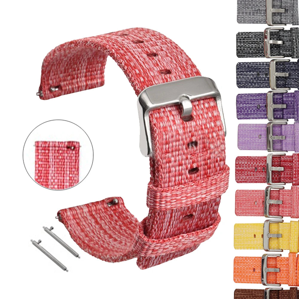 Quick Release Weave Strap Watchband Bracelet for Samsung Active 2 for Huawei Huami Smart Watch 18mm 22mm Sizes Nylon Canvas Band